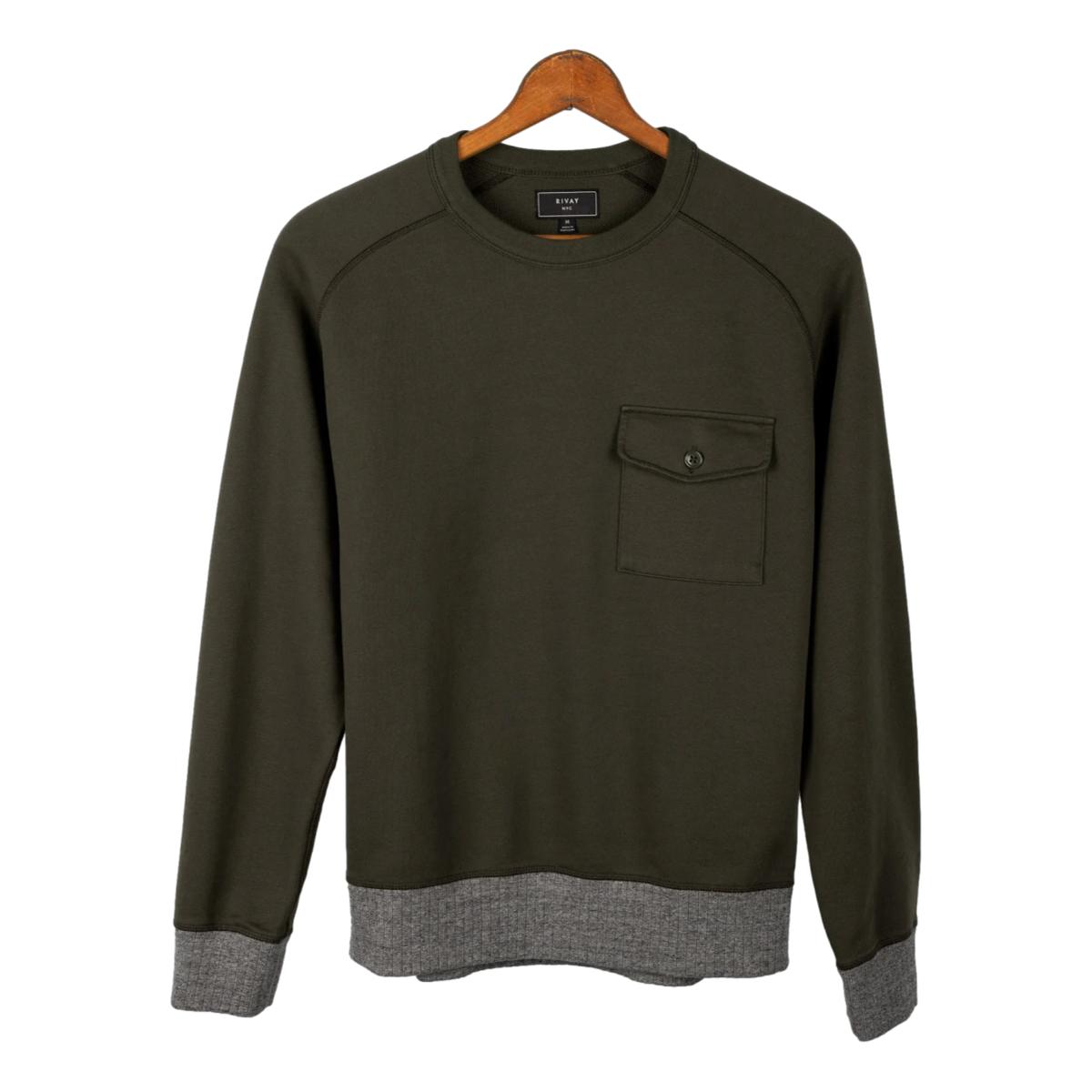 Fields French Terry Pocket Sweatshirt Olive - sweatshirt