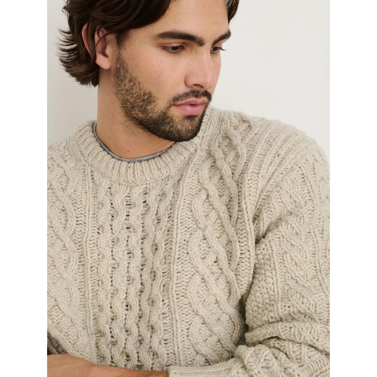 Fisherman Cable Crewneck Donegal Wool - Sweater