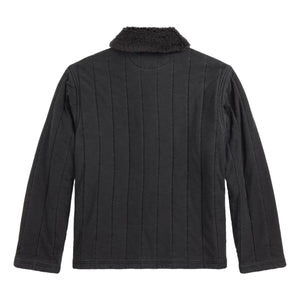 Fleece-Collar Quilted Jersey Jacket Faded Black - outerwear
