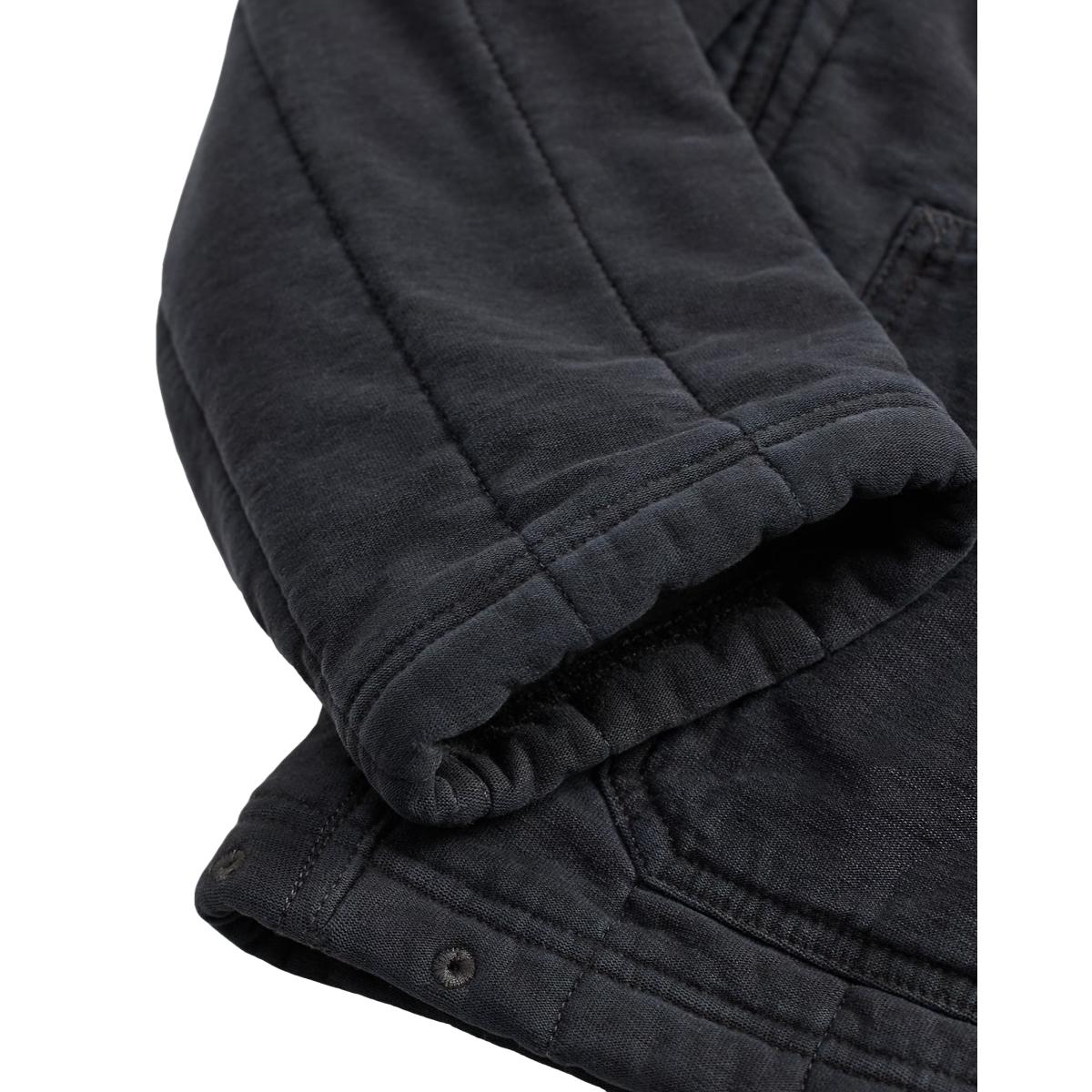 Fleece-Collar Quilted Jersey Jacket Faded Black - outerwear