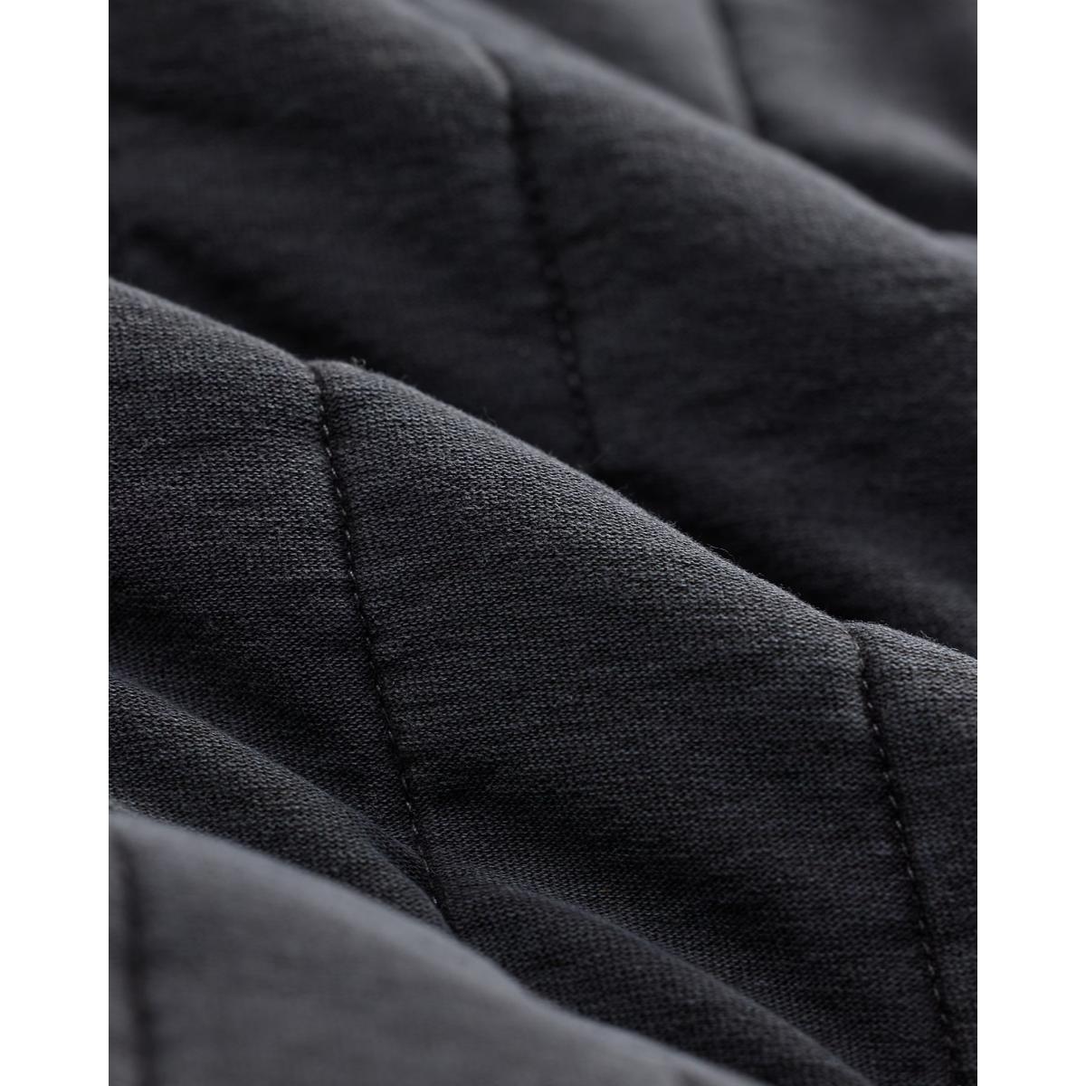 Fleece-Collar Quilted Jersey Jacket Faded Black - outerwear