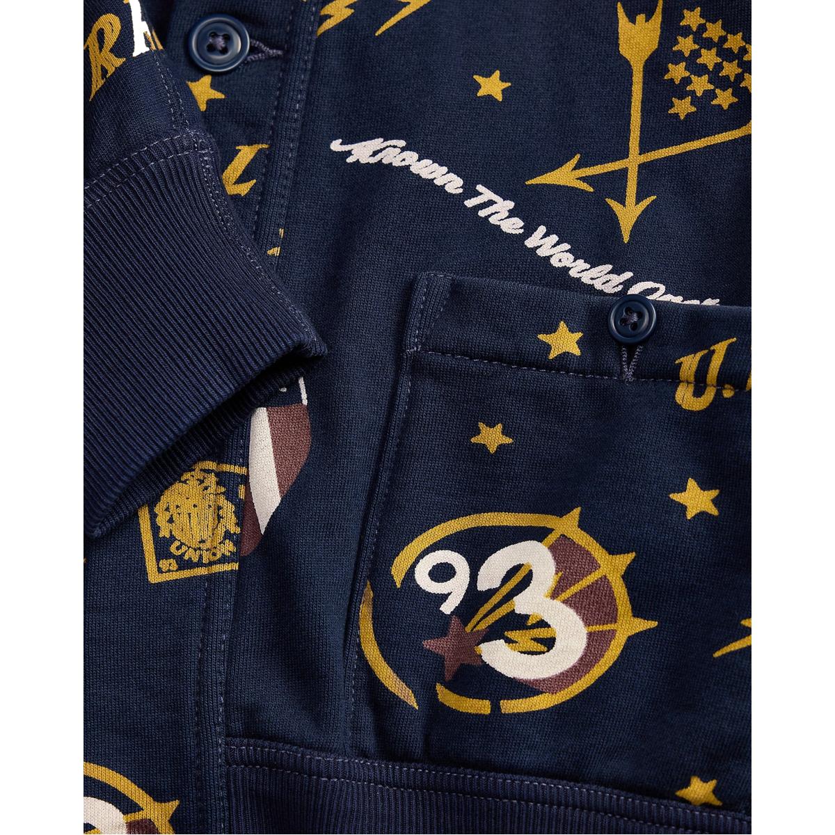 Fleece Graphic Jacket Navy Multi - Fleece