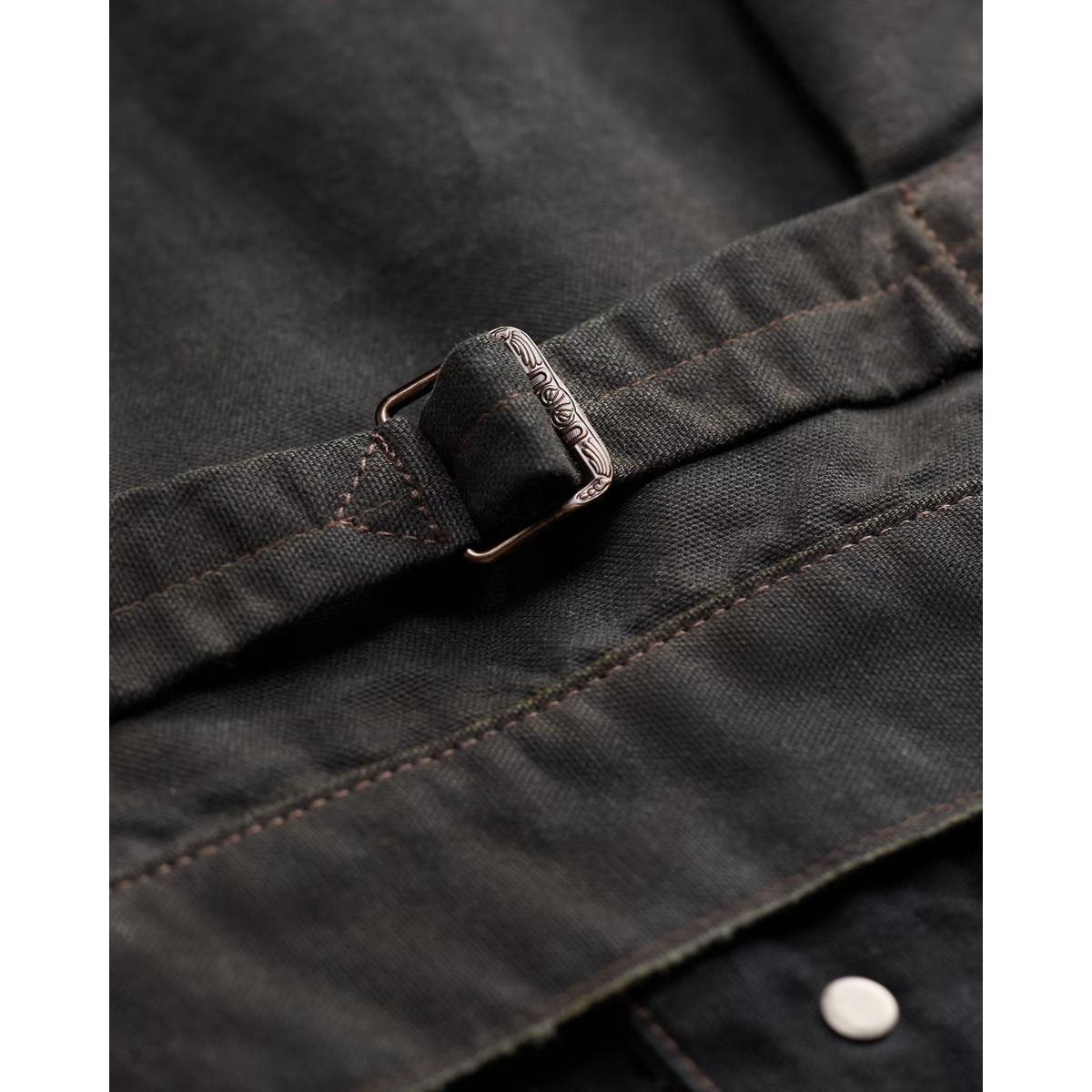 Fleece-Paneled Canvas Jacket Vintage Black Brown - Jacket