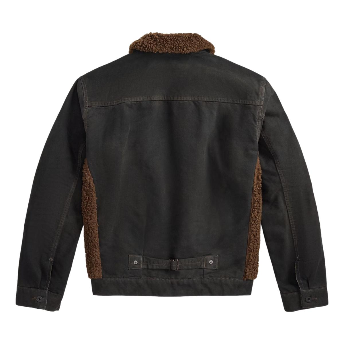 Fleece-Paneled Canvas Jacket Vintage Black Brown - Jacket
