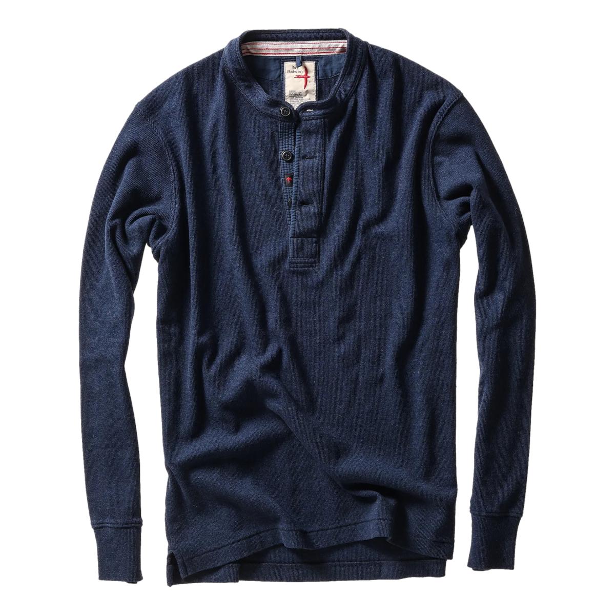 French Rib Henley Navy Heather - Henley