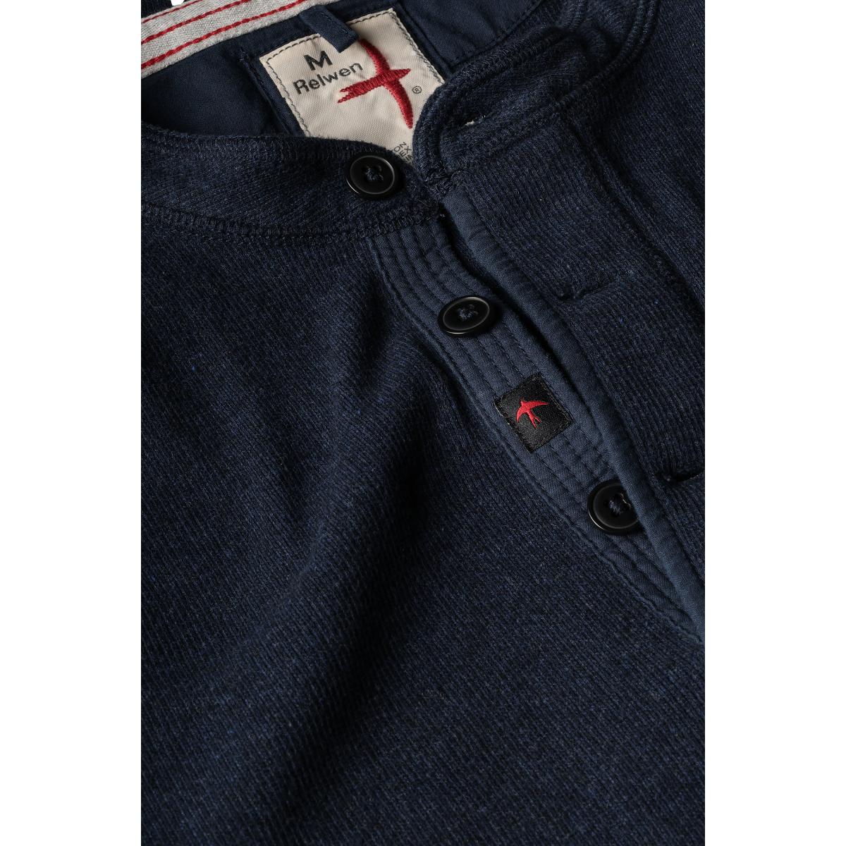 French Rib Henley Navy Heather - Henley