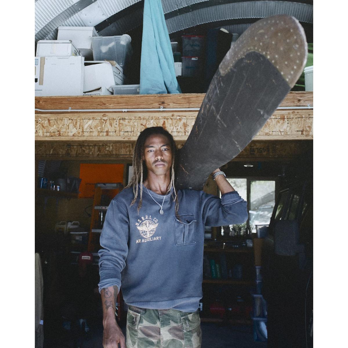 French Terry Graphic Sweatshirt Faded Blue - sweatshirt