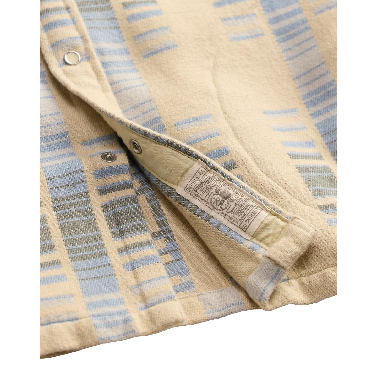 Fringe Jacquard Overshirt Blue Cream Multi - Overshirt