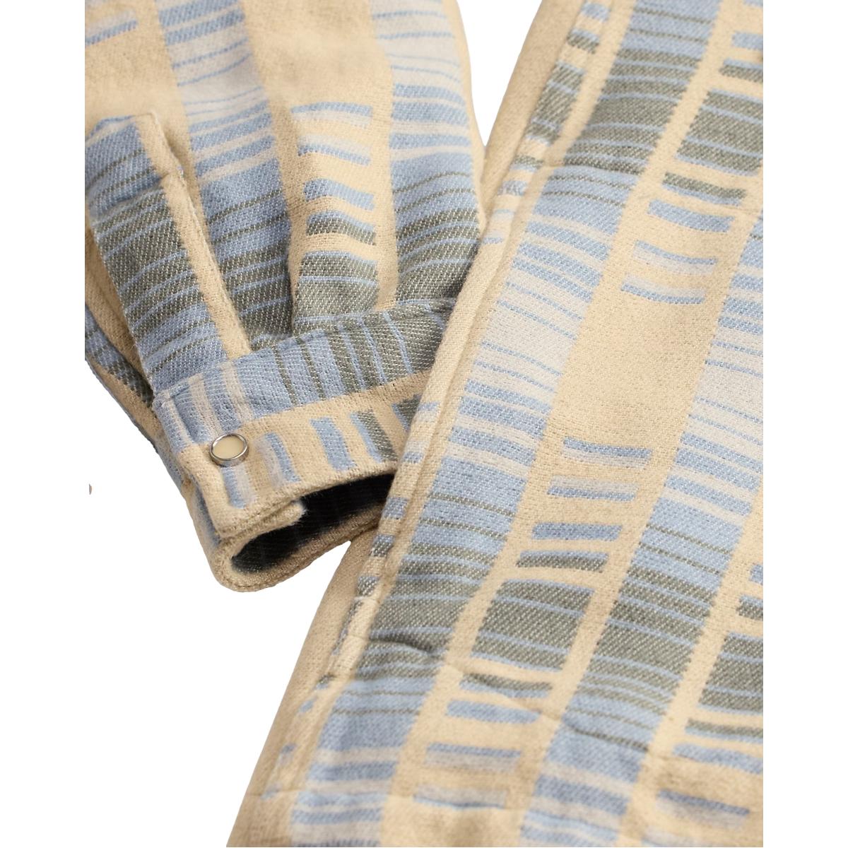 Fringe Jacquard Overshirt Blue Cream Multi - Overshirt