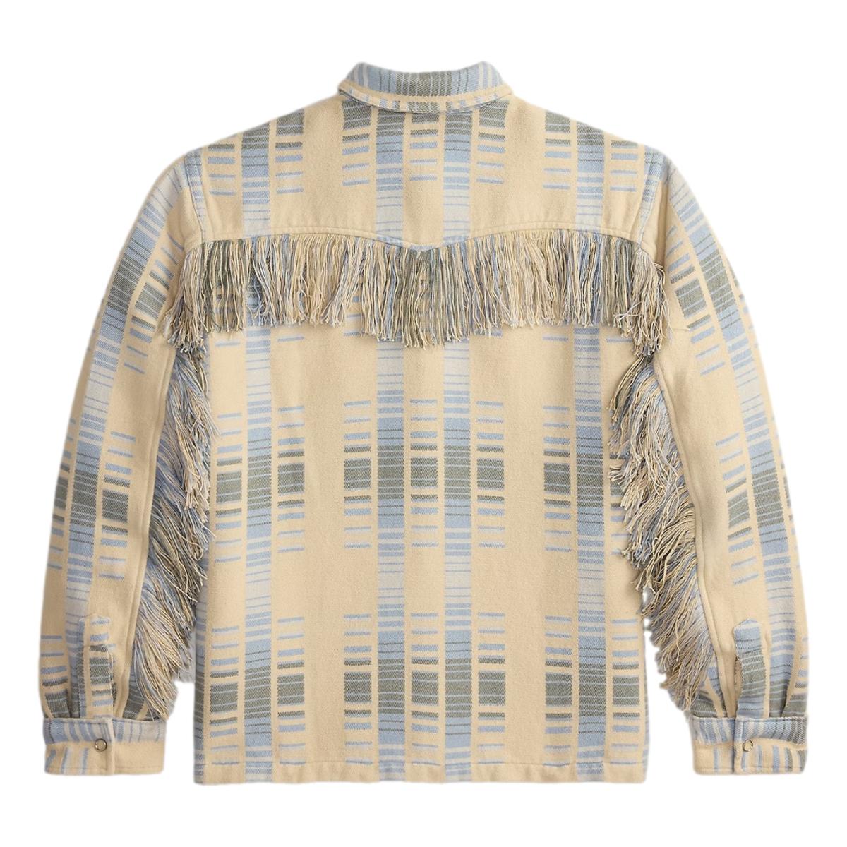 Fringe Jacquard Overshirt Blue Cream Multi - Overshirt