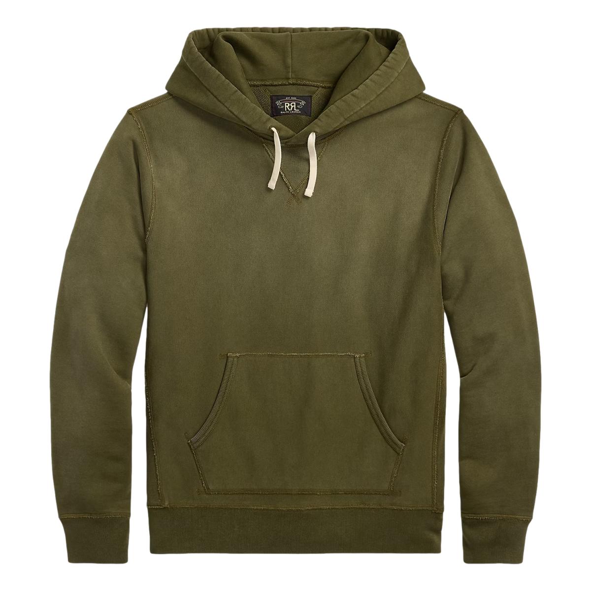 Garment-Dyed Fleece Hoodie Olive - sweatshirt