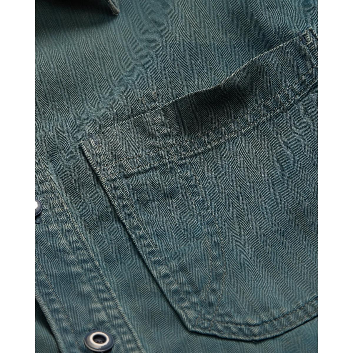 Garment-Dyed Herringbone Twill Workshirt Slate Blue - Shirt