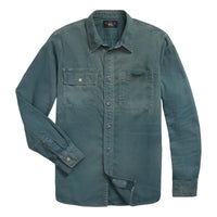 Garment-Dyed Herringbone Twill Workshirt Slate Blue - Shirt
