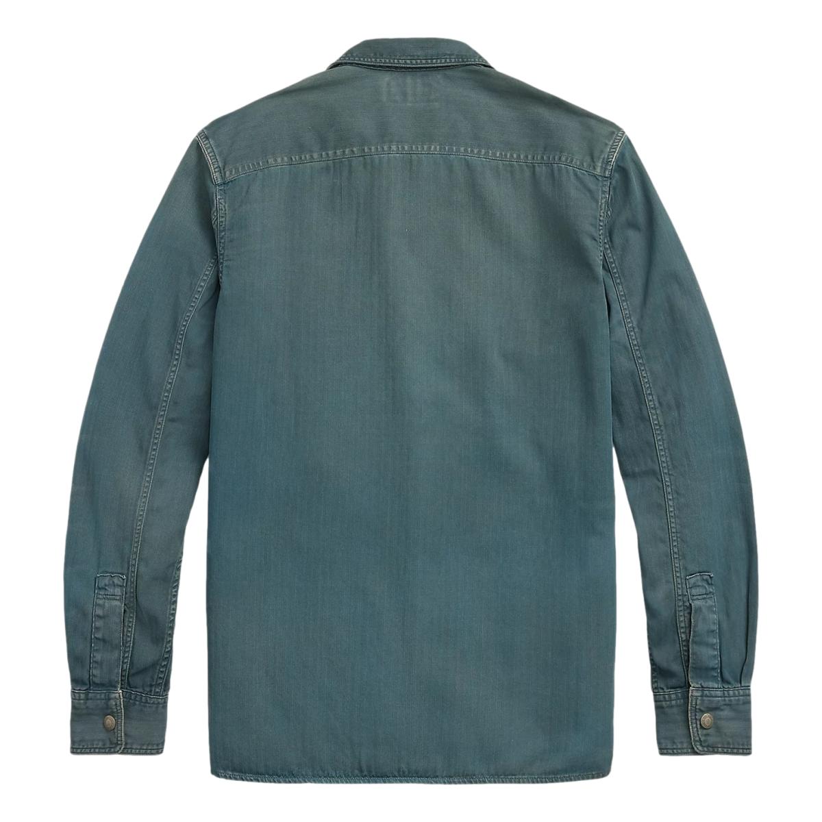 Garment-Dyed Herringbone Twill Workshirt Slate Blue - Shirt