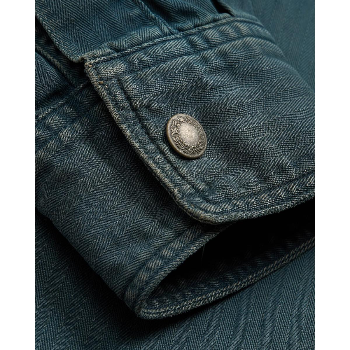 Garment-Dyed Herringbone Twill Workshirt Slate Blue - Shirt