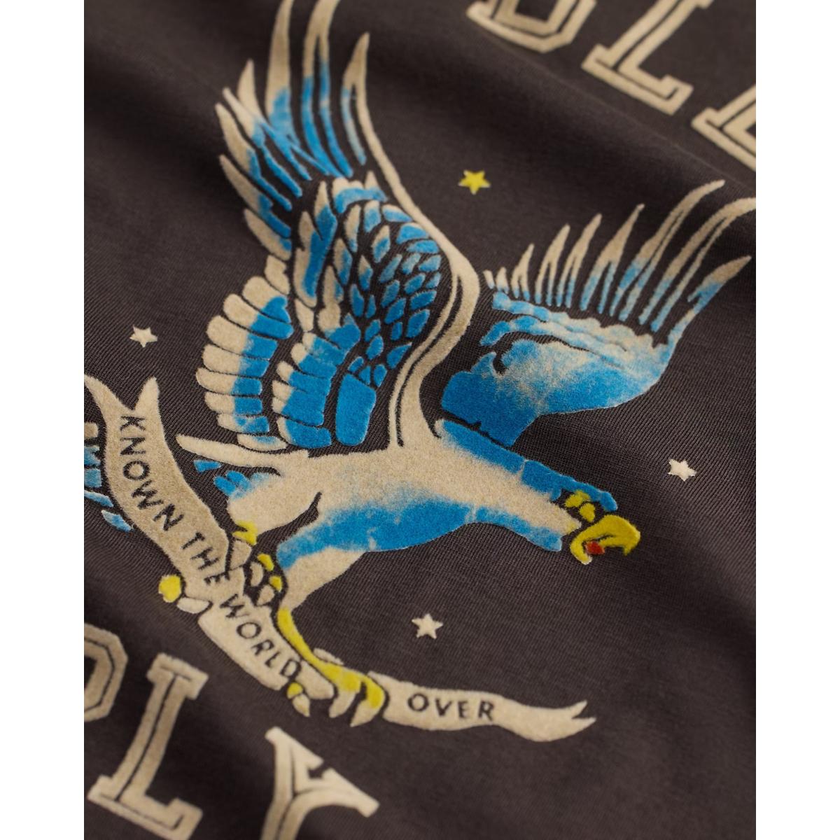 Garment-Dyed Jersey Graphic T-Shirt Faded Black - T Shirt