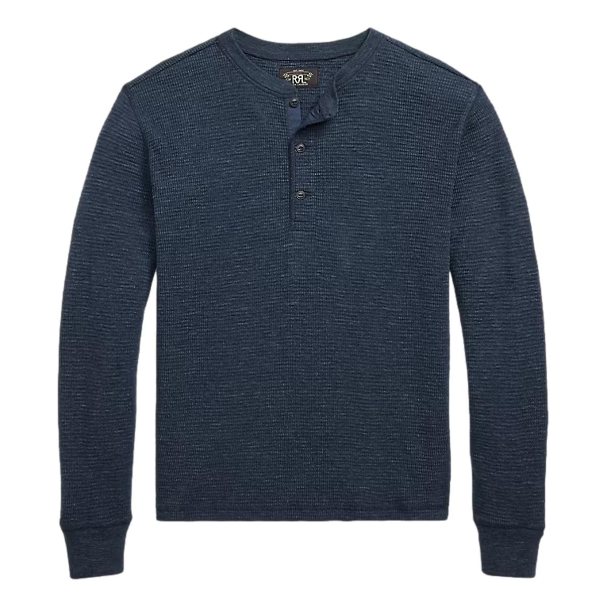 Garment-Dyed Waffle-Knit Henley Navy Heather - Henley