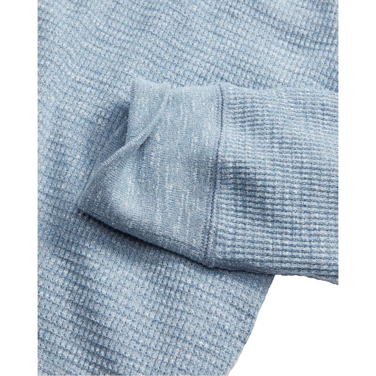 Garment-Dyed Waffle-Knit Henley Shirt Blue Heather - Henley