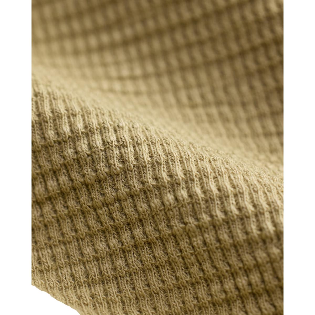 Garment-Dyed Waffle-Knit Henley Shirt Spring Beige - Henley