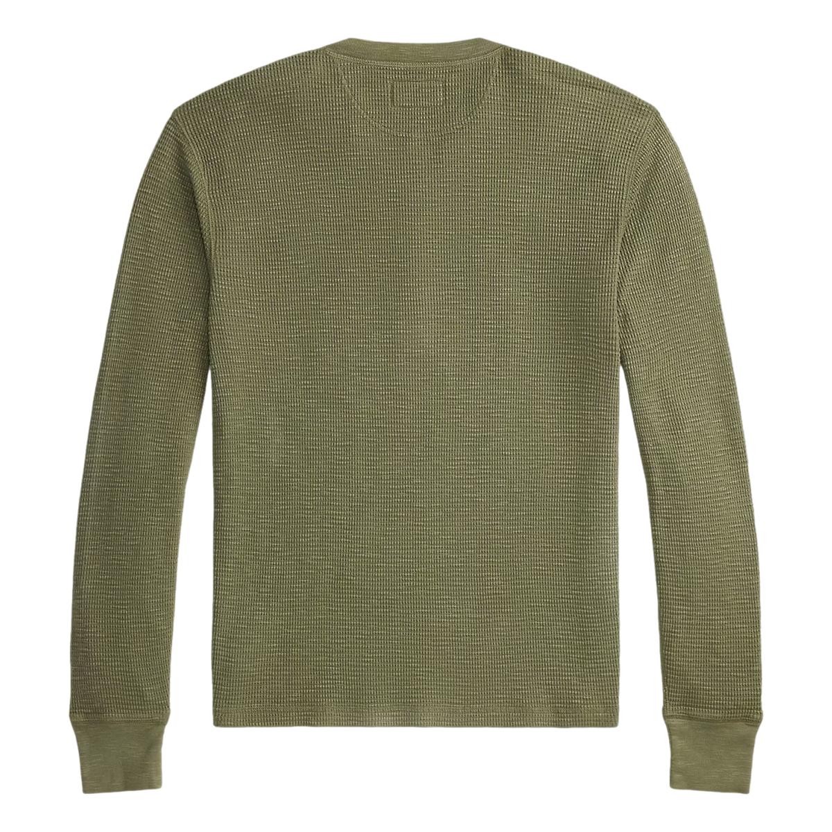 Garment-Dyed Waffle-Knit Henley Shirt True Green - Henley