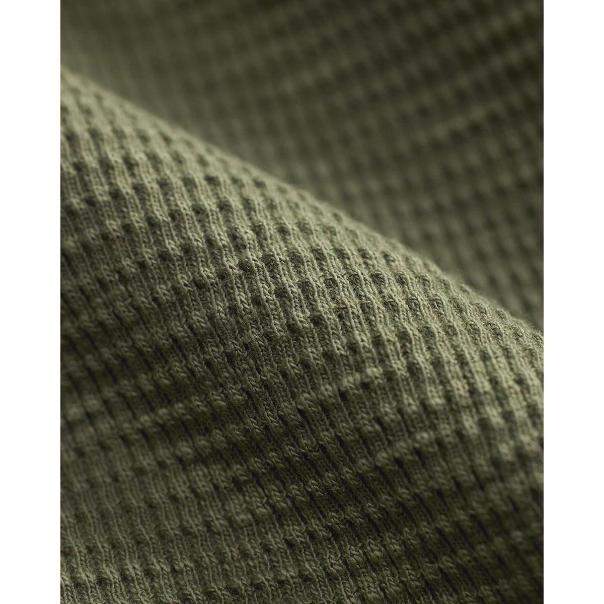 Garment-Dyed Waffle-Knit Henley Shirt True Green - Henley