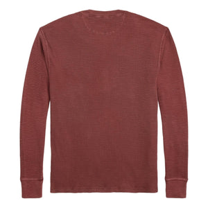 Garment-Dyed Waffle-Knit Henley Shirt Wine - Henley