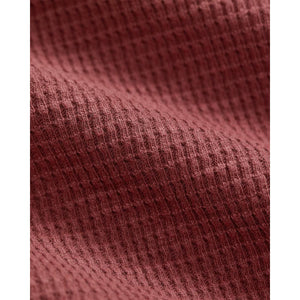 Garment-Dyed Waffle-Knit Henley Shirt Wine - Henley