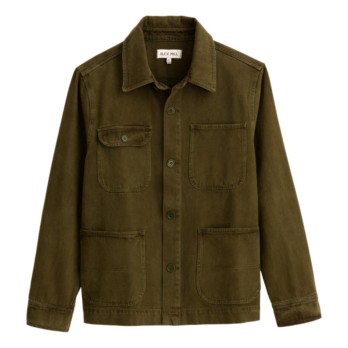 Garment Dyed Work Jacket Recycled Denim Military Olive -
