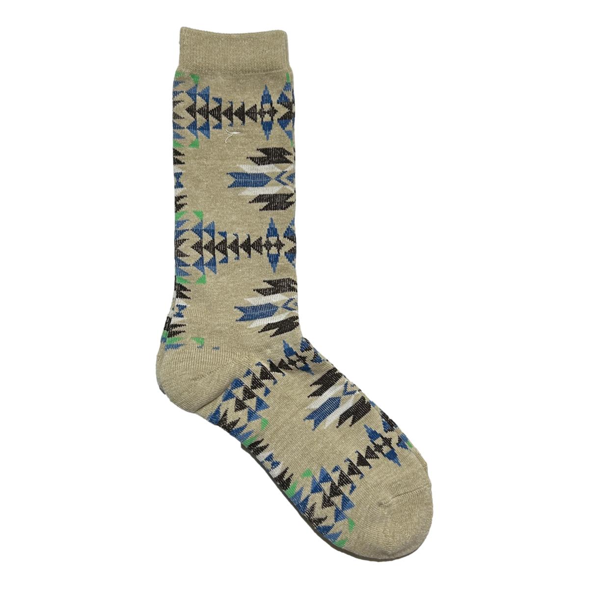 Geometric Crew Beige - Socks