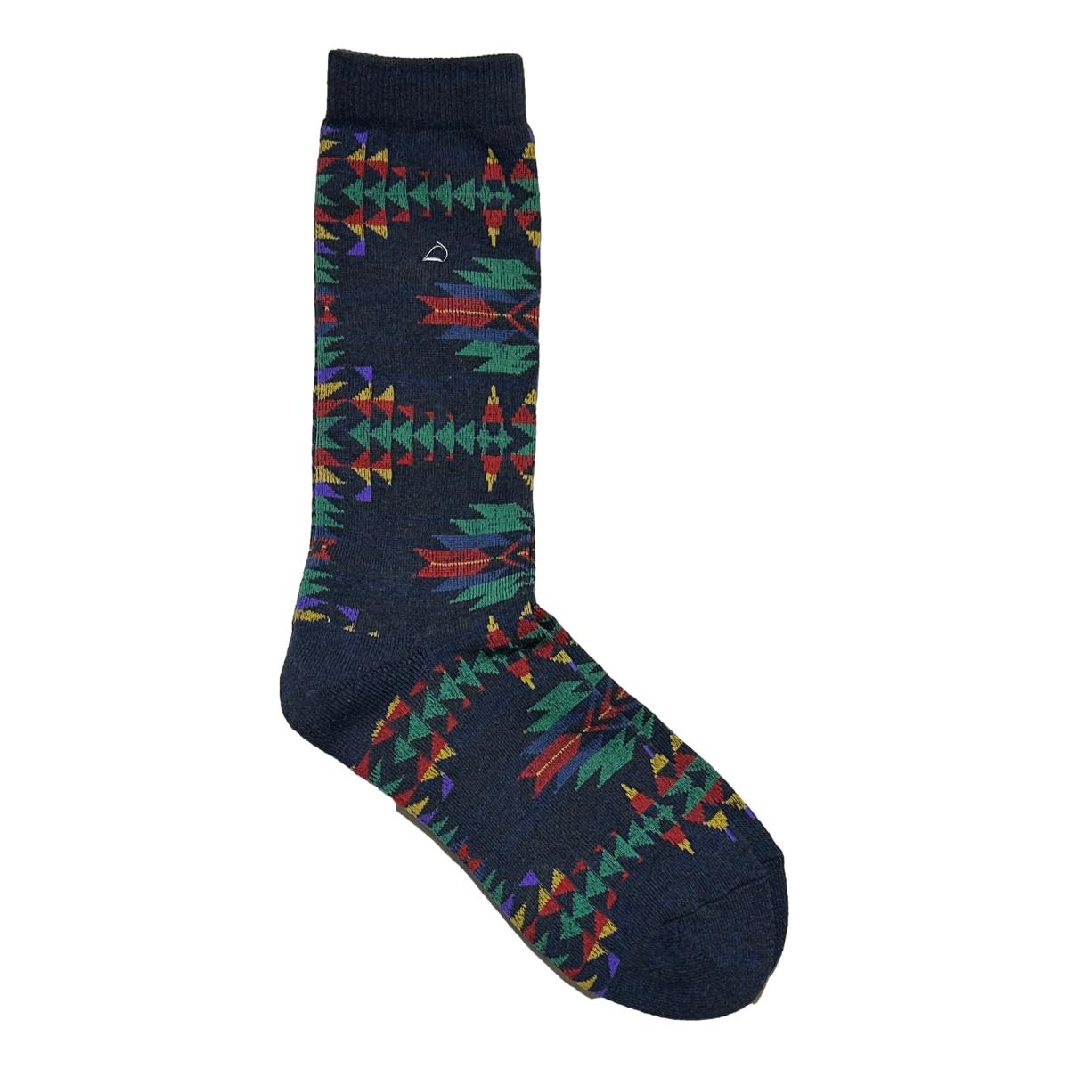 Geometric Crew Navy - Socks