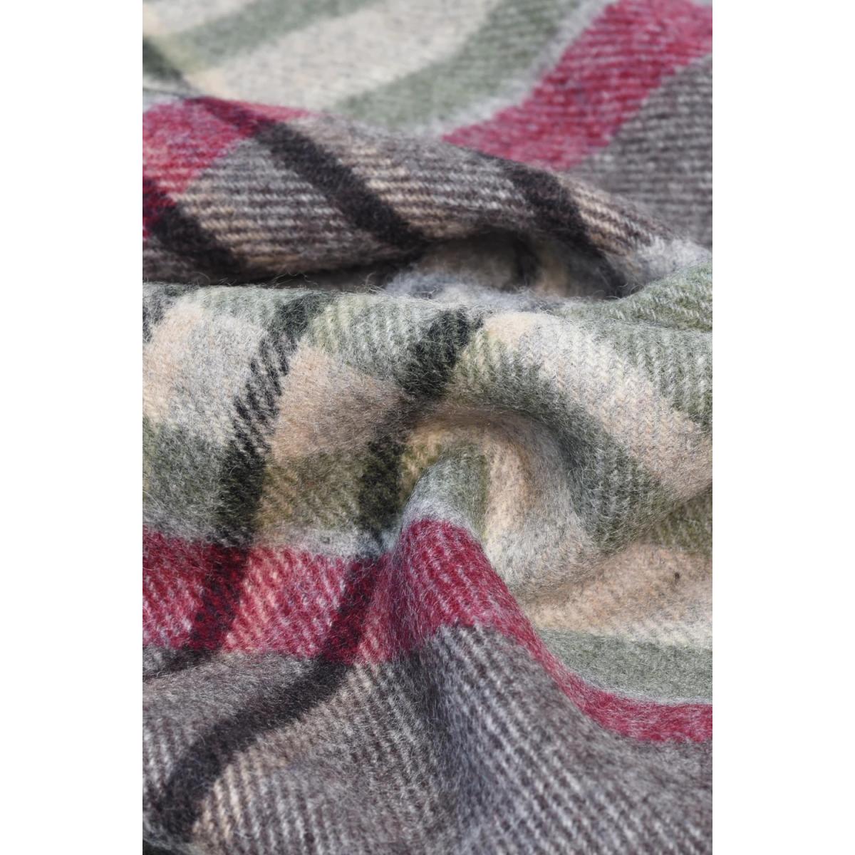 Grey Brown Green Red Plaid Wool Scarf - Scarf