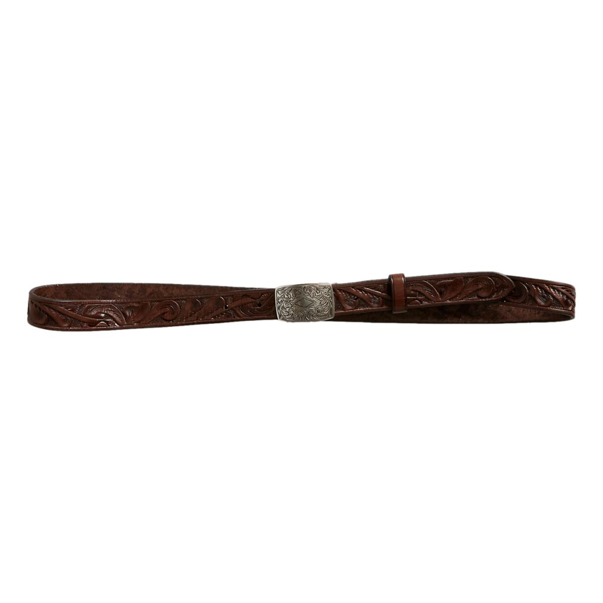 Hand-Tooled Leather Belt Brown - Belts