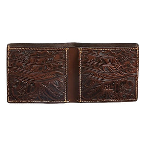 Hand-Tooled Leather Billfold Brown - Wallet