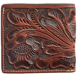 Hand-Tooled Leather Billfold Brown - Wallet