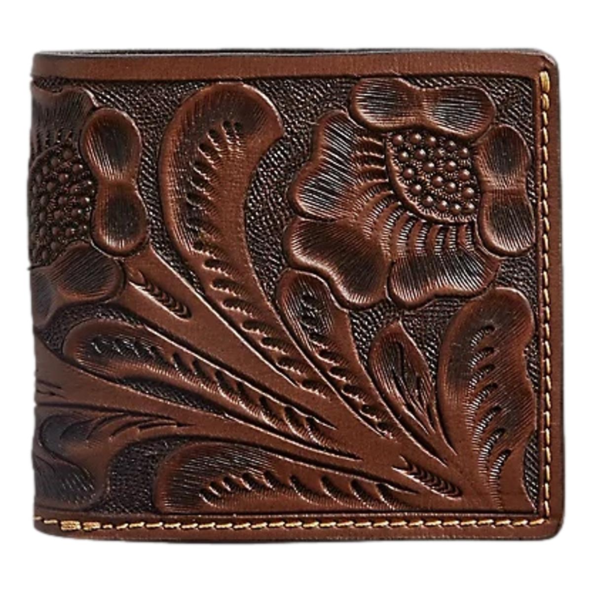 Hand-Tooled Leather Billfold Brown - Wallet