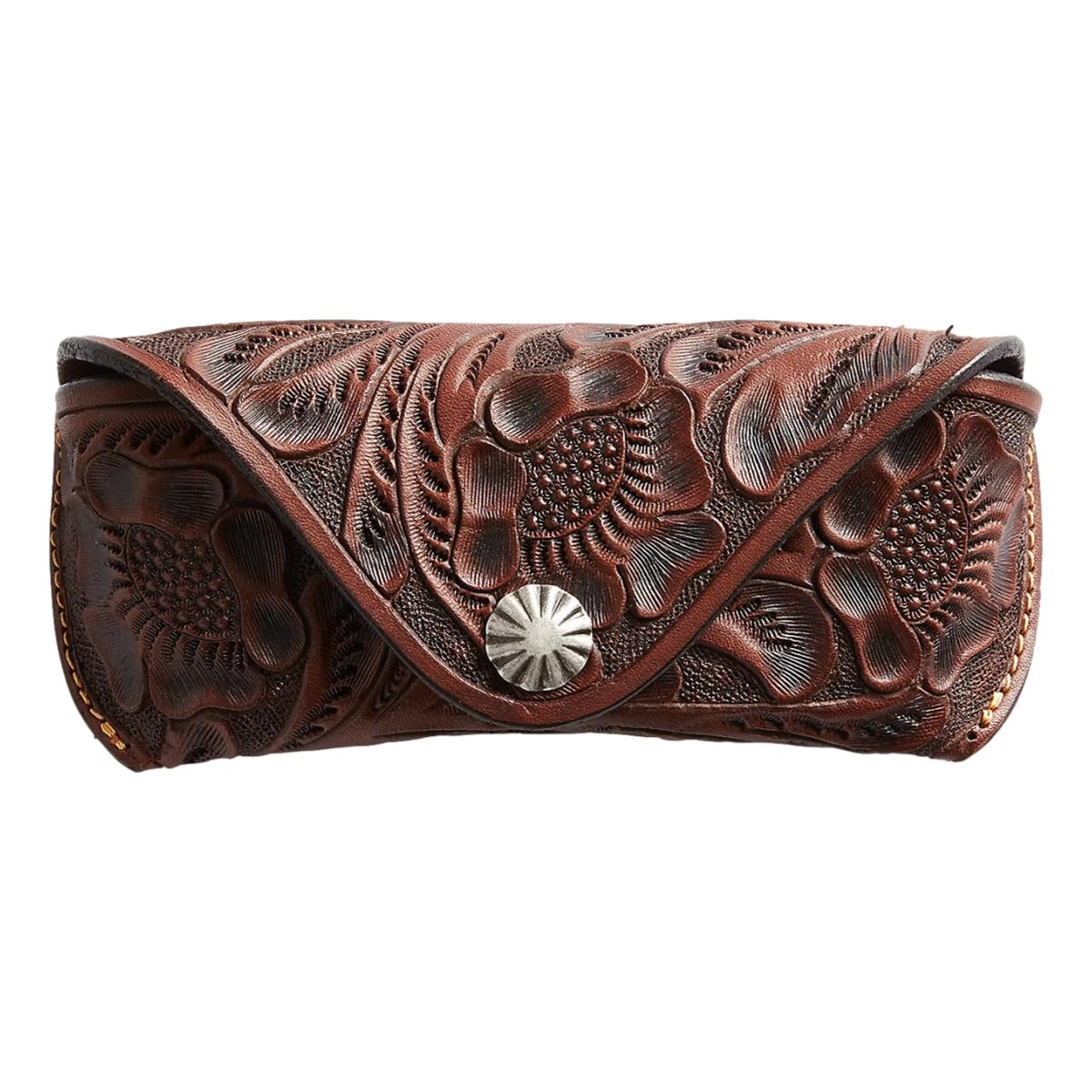 Hand-Tooled Leather Eyeglass Case - Glasses case