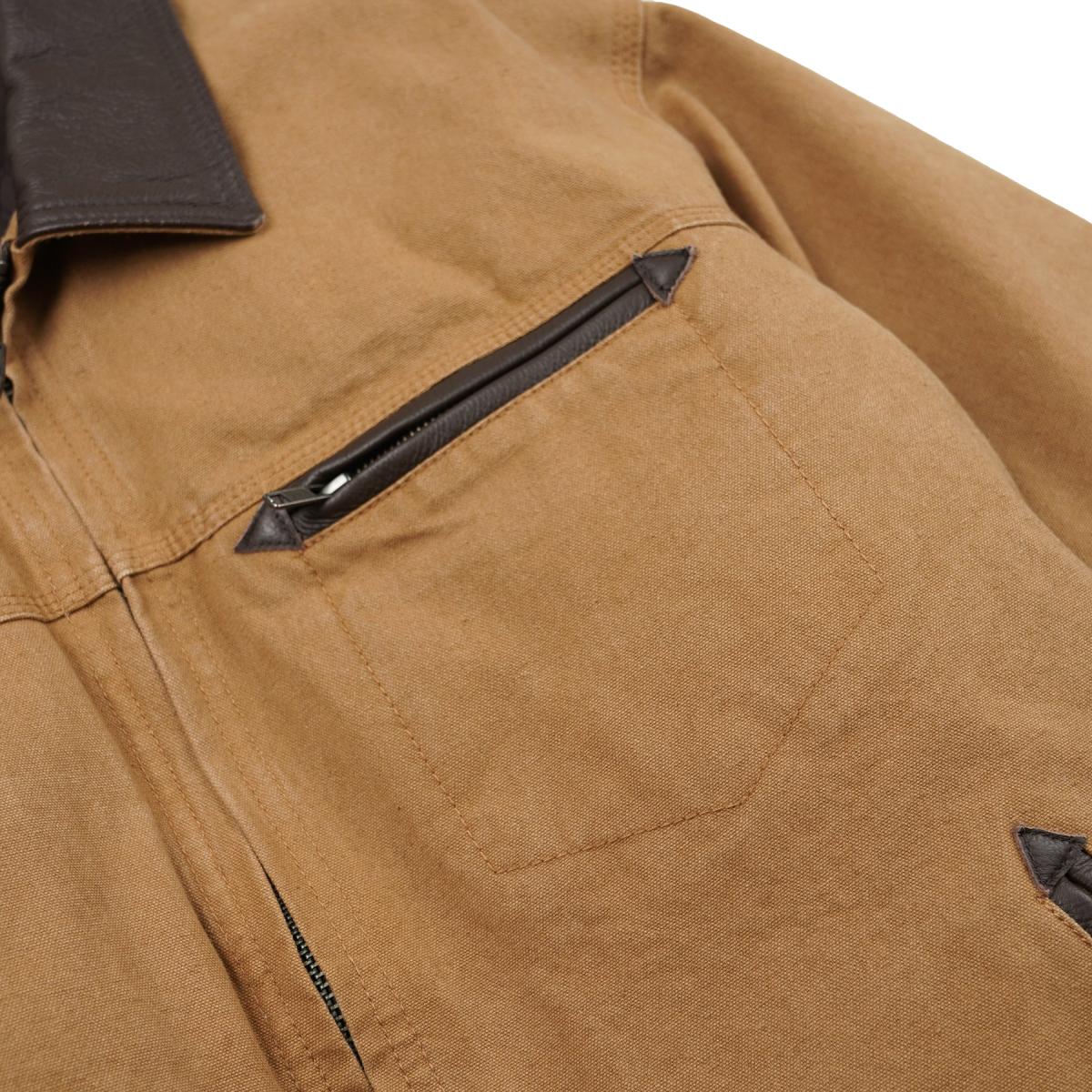 Heavy Canvas Destroyed Work Jacket Tan - Jacket