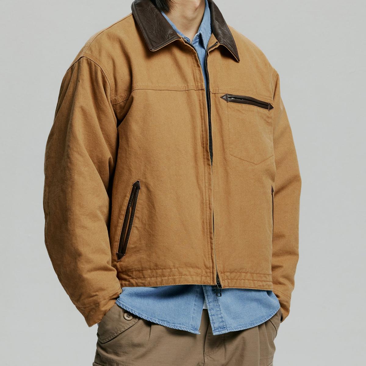 Heavy Canvas Destroyed Work Jacket Tan - Jacket