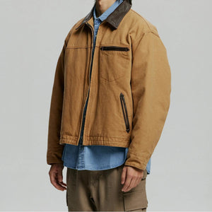 Heavy Canvas Destroyed Work Jacket Tan - Jacket