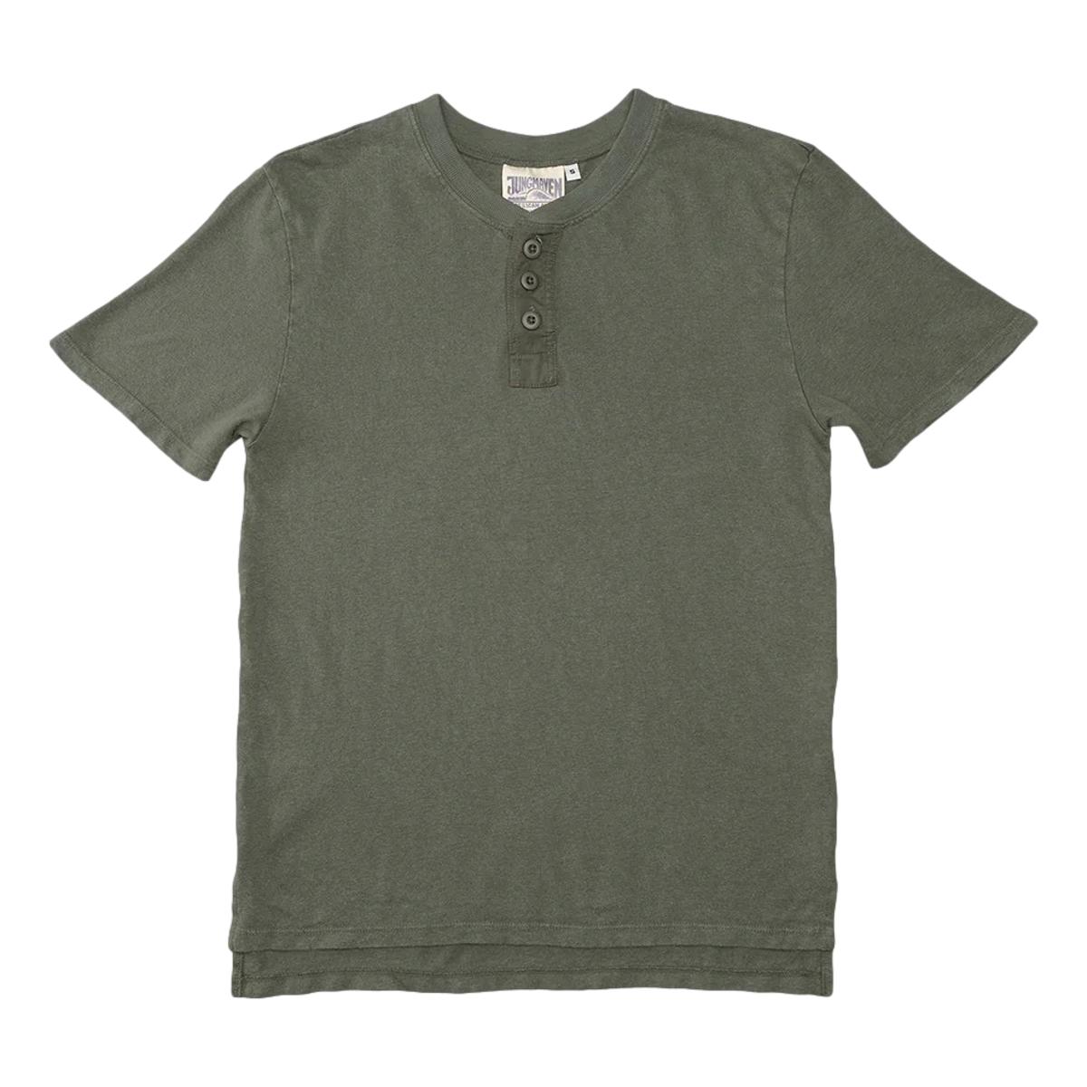 Henley Tee Washed Olive Green - Henley