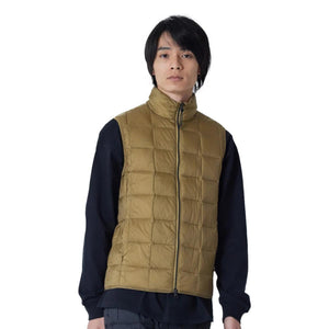 Hi Neck Zip Down Vest Beige - Vest