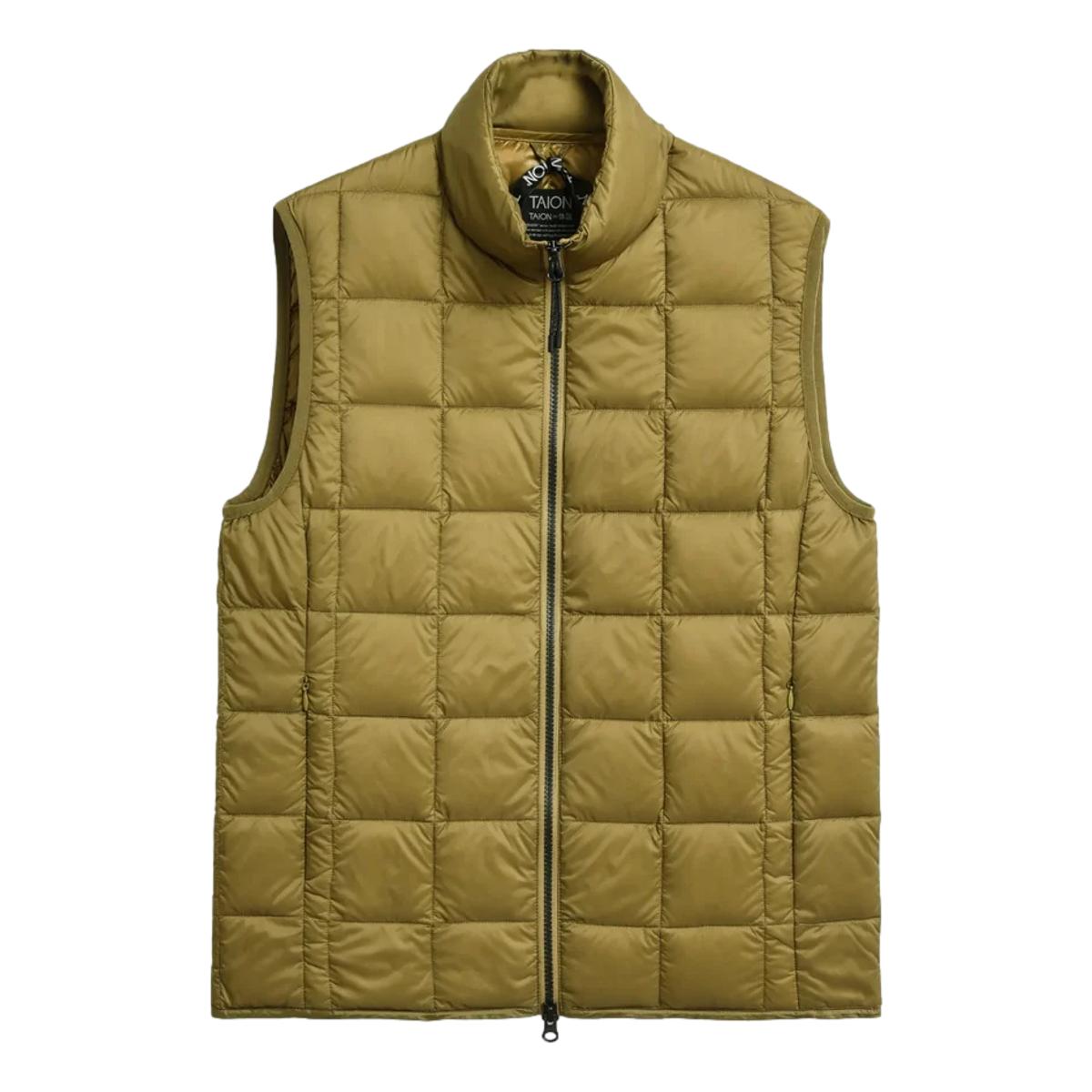 Hi Neck Zip Down Vest Beige - Vest