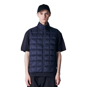 Hi Neck Zip Down Vest Navy - Vest