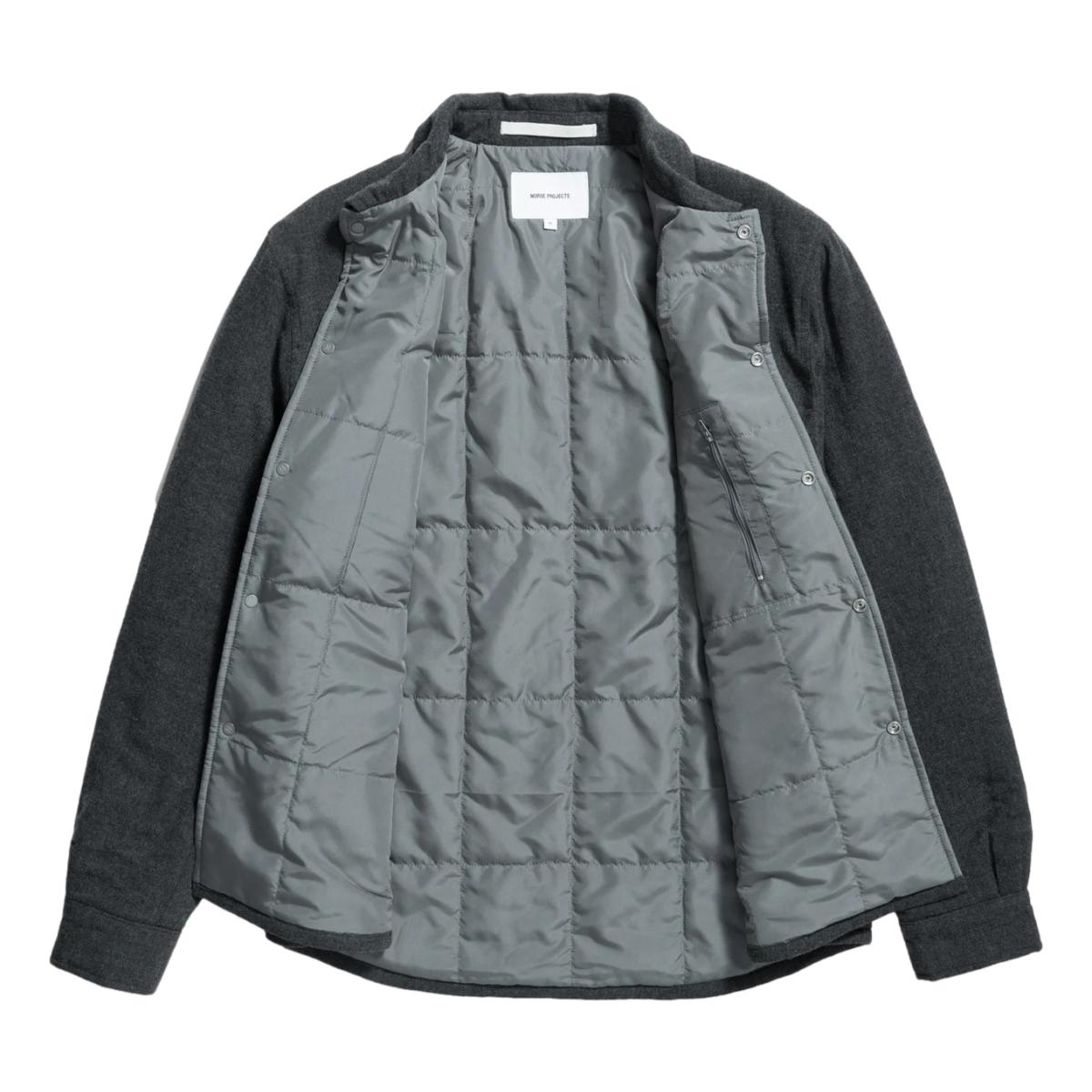 Hjalmer Insulated Wool Overshirt Charcoal Melange