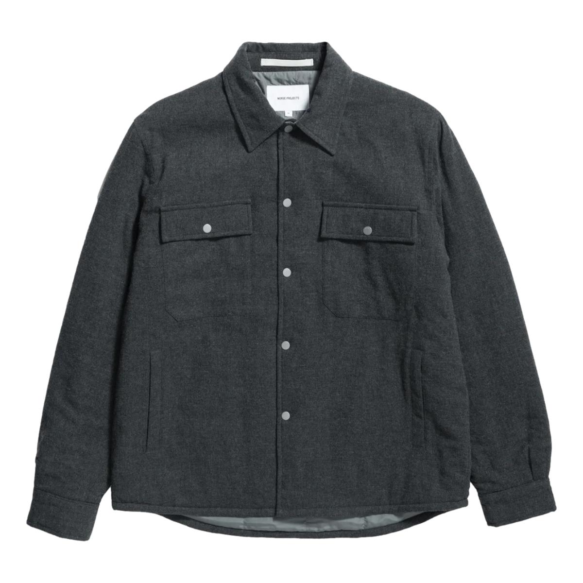 Hjalmer Insulated Wool Overshirt Charcoal Melange