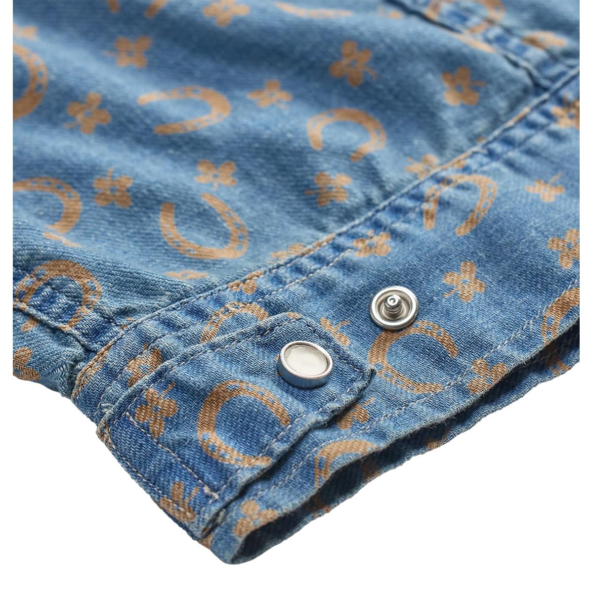 Horseshoe-Print Denim Shirt Jacket Indigo - Shirt Jacket