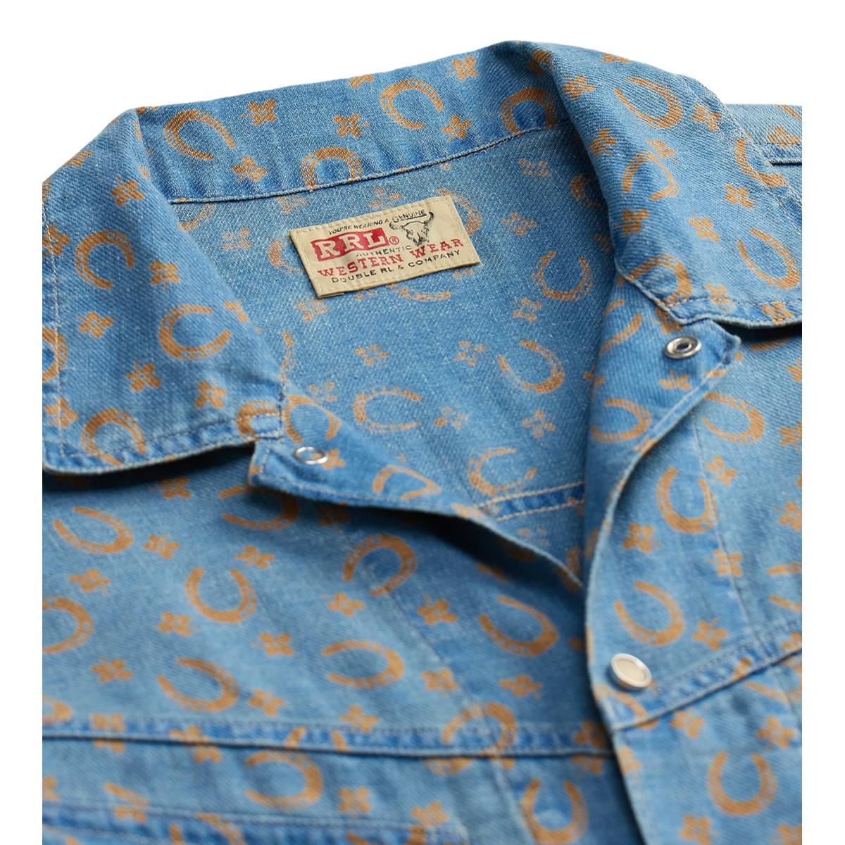 Horseshoe-Print Denim Shirt Jacket Indigo - Shirt Jacket