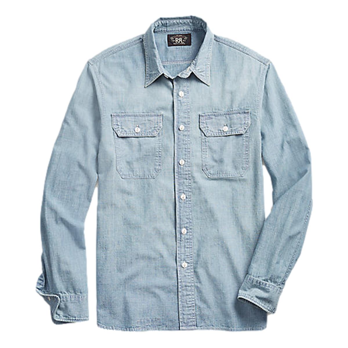 Indigo Chambray Workshirt Medium Wash - Shirt
