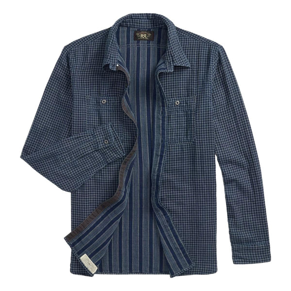RRL Indigo Plaid Work Shirt チェックシャツ XS indigo-checked-double-faced-