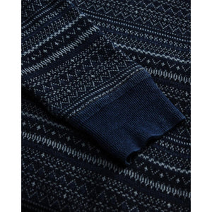 Indigo Jacquard Henley Shirt - Henley